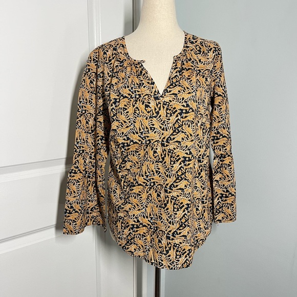 J. Crew x Drake’s London Giraffe Print Bell Sleeve Top size 0 - Picture 4 of 12